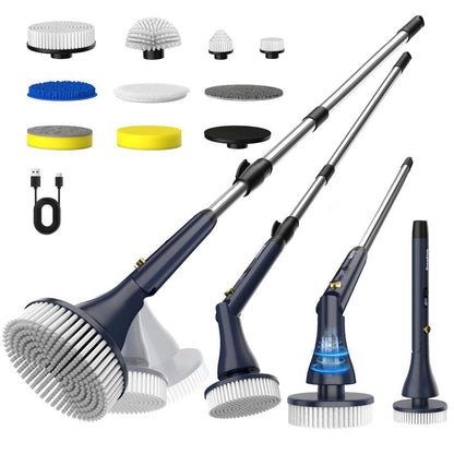 MayKing Cordless Electric Spin Scrubber – 9 Brushes, Adjustable Length, 3-Speed Power Cleaner