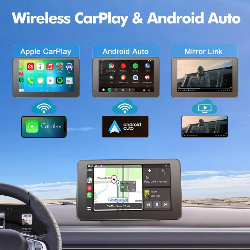Wireless CarPlay Screen 2025, Portable CarPlay for iPhone & Android