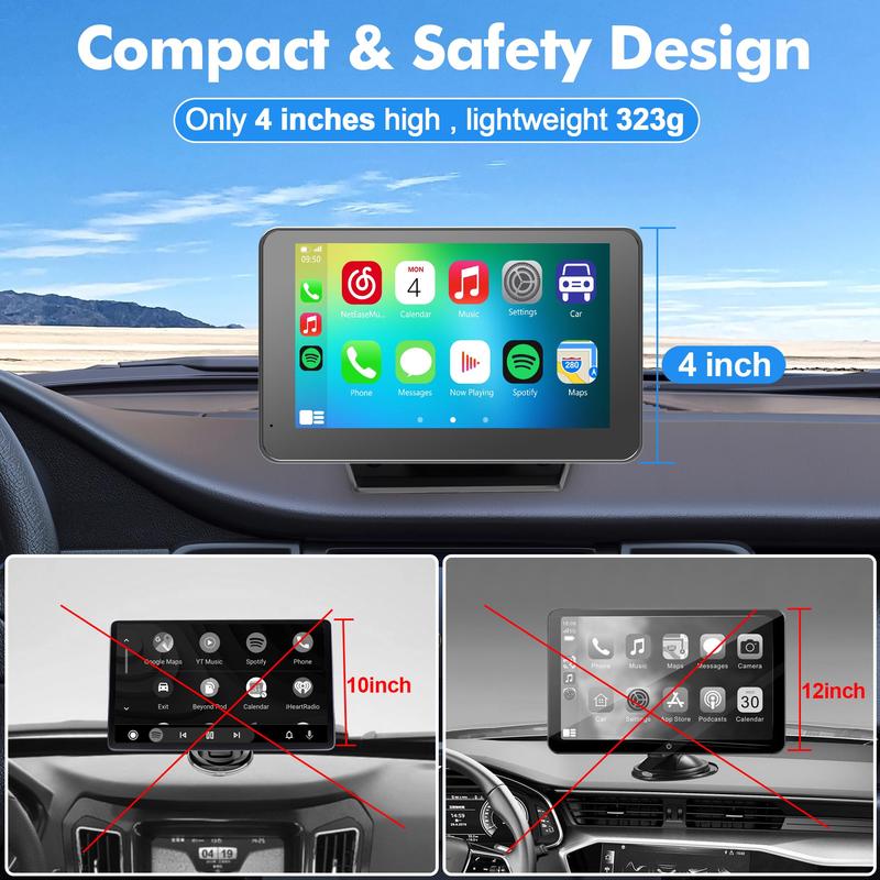 Wireless CarPlay Screen 2025, Portable CarPlay for iPhone & Android
