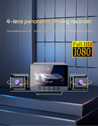 PASLDA 4-Channel Dash Cam, 1080P, Night Vision, WiFi, GPS, 3" IPS Screen, 32GB Card