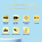 PASLDA 4-Channel Dash Cam, 1080P, Night Vision, WiFi, GPS, 3" IPS Screen, 32GB Card