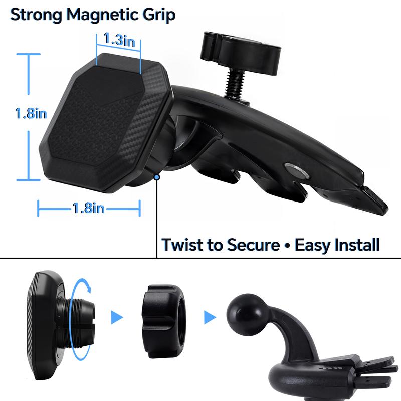 PASLDA Magnetic CD Slot Car Mount, Strong Magnet, Anti-Shake, Secure Hold