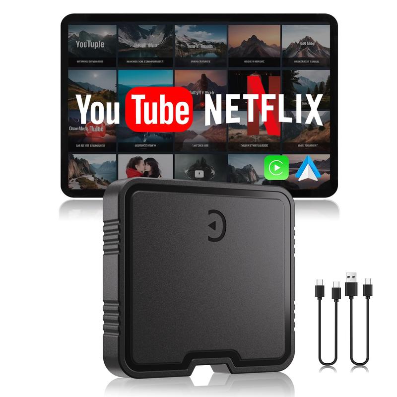 PASLDA Wireless CarPlay Adapter, Netflix & YouTube, Plug & Play, 2015+ Cars