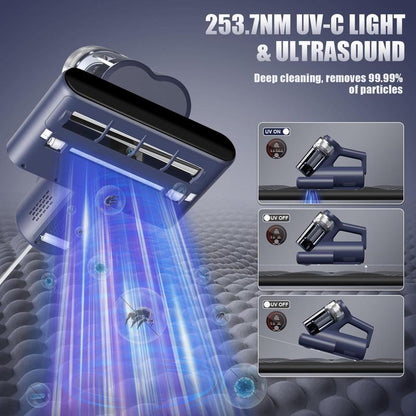 Mattress Vacuum Cleaner with UV-C & Hot Air, 16KPa Powerful Suction, HEPA Filter for Bed & Sofa