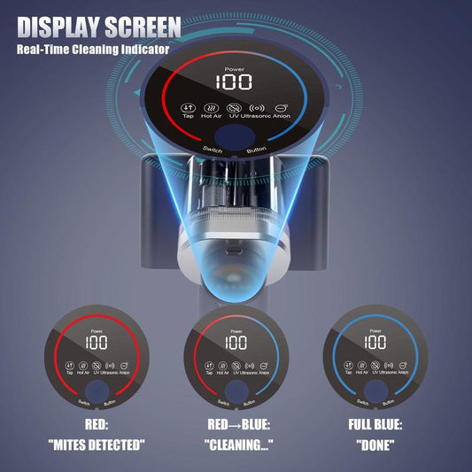 Mattress Vacuum Cleaner with UV-C & Hot Air, 16KPa Powerful Suction, HEPA Filter for Bed & Sofa