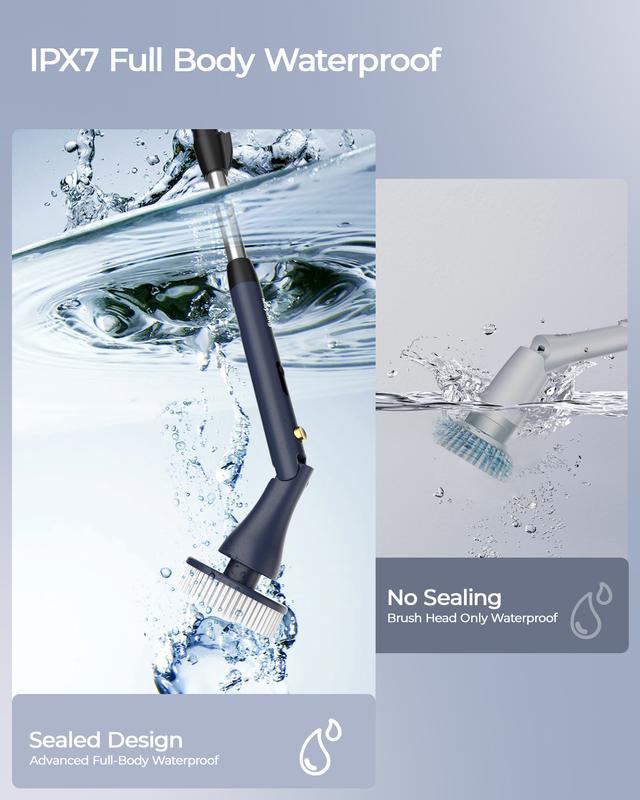 MayKing Cordless Electric Spin Scrubber – 9 Brushes, Adjustable Length, 3-Speed Power Cleaner